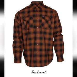 Dixxon Men's Medium Deadwood Sturgis Flannel Brown And Black New In Bag With Tag